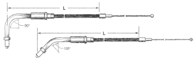Braided throttle cable T12 L=42" 135deg (FR)