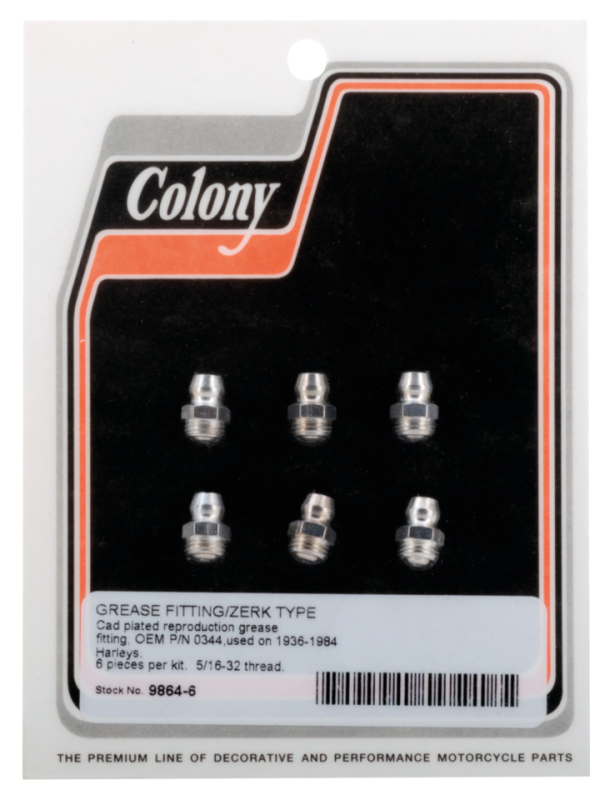 6-pck Colony Grease Fitting, white plate (FR)