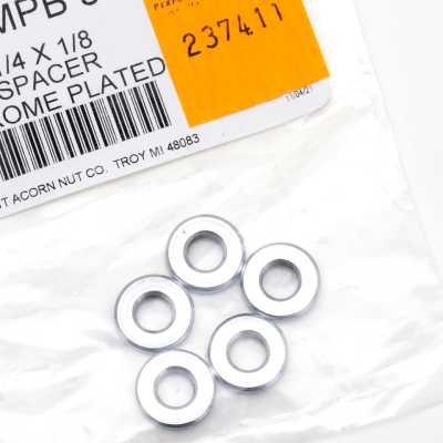 5pck Spacers 1/4"Ix5/8"Ox1/8"L chrome (FR)