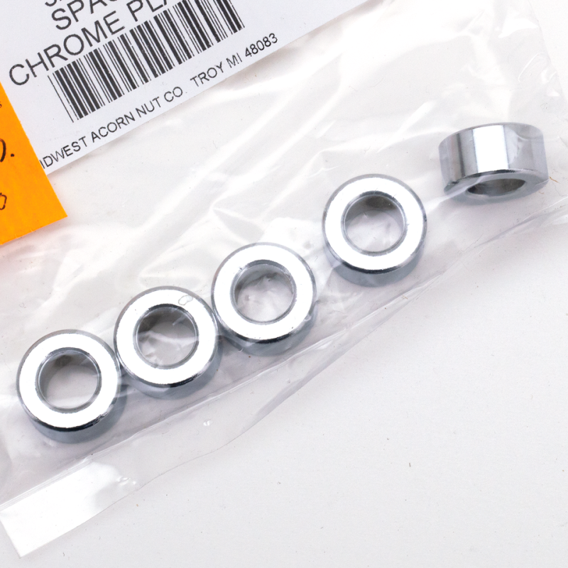 5pck Spacers 3/8"Ix3/4"Ox3/8"L chrome (FR)