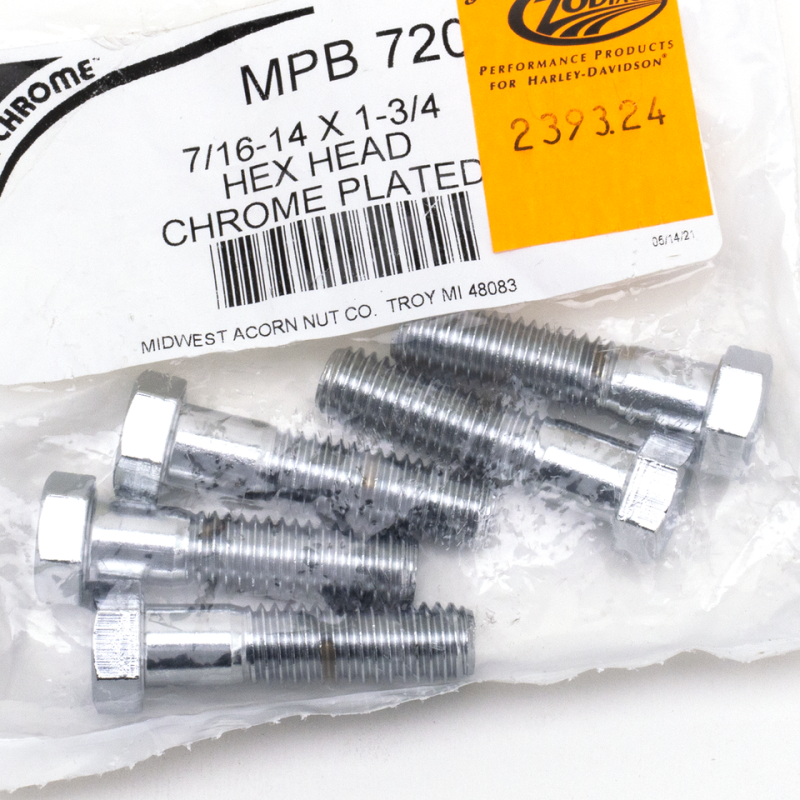 5pck Chr. hex head screws 7/16-14x1 3/4" (FR)