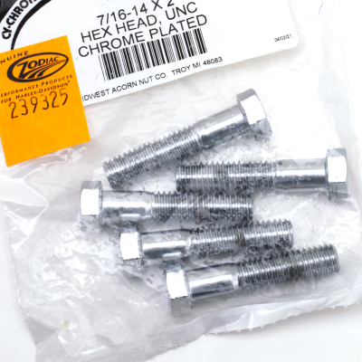 5pck Chr. hex head screws 7/16-14x2" (FR)
