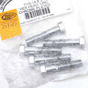 5pck Chr. hex head screws 7/16-14x2" (FR)