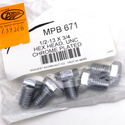 5pck Chr. hex head screws 1/2-13x3/4" (FR)