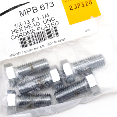 5pck Chr. hex head screws 1/2-13x1 1/4" (FR)