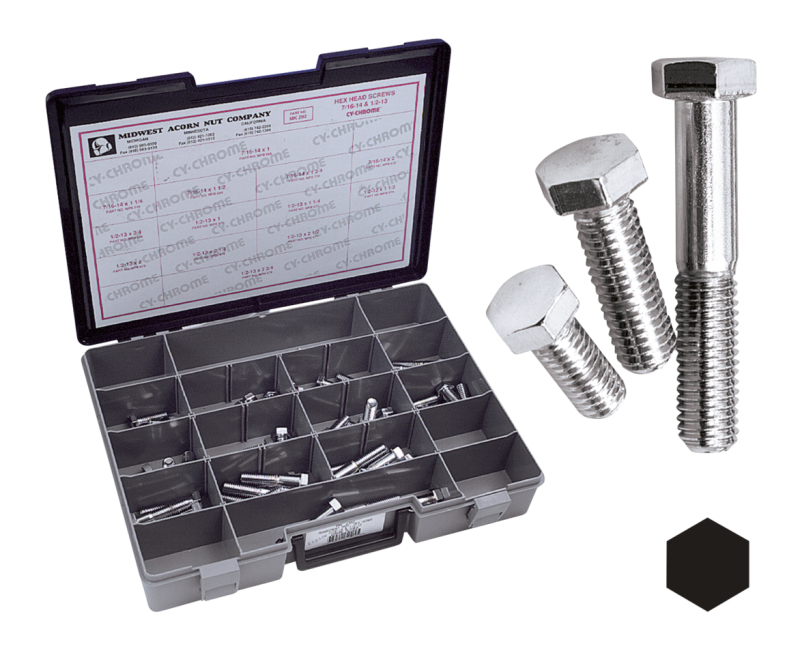 5pck Chr. hex head screws 1/2-13x2" (FR)