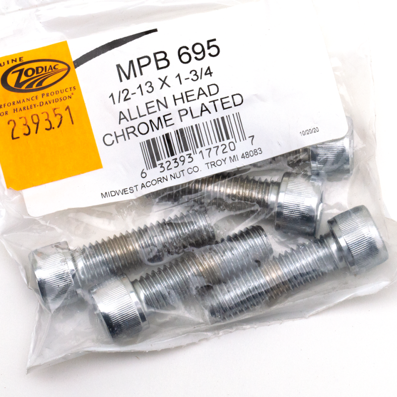 5pck Chrome Allen screws 1/2-13x1 3/4" (FR)