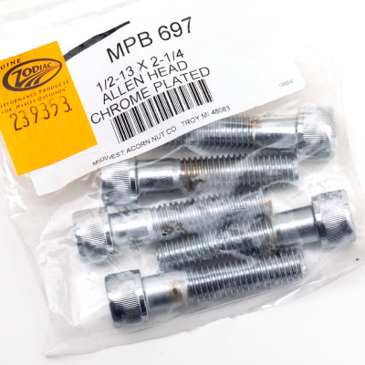 5pck Chrome Allen screws 1/2-13x2 1/4" (FR)