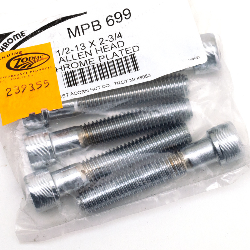 5pck Chrome Allen screws 1/2-13x2 3/4" (FR)