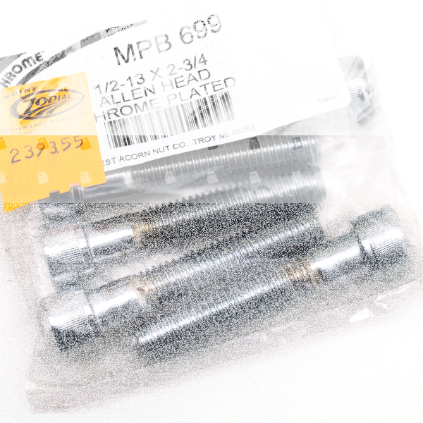 5pck Chrome Allen screws 1/2-13x2 3/4" (FR)