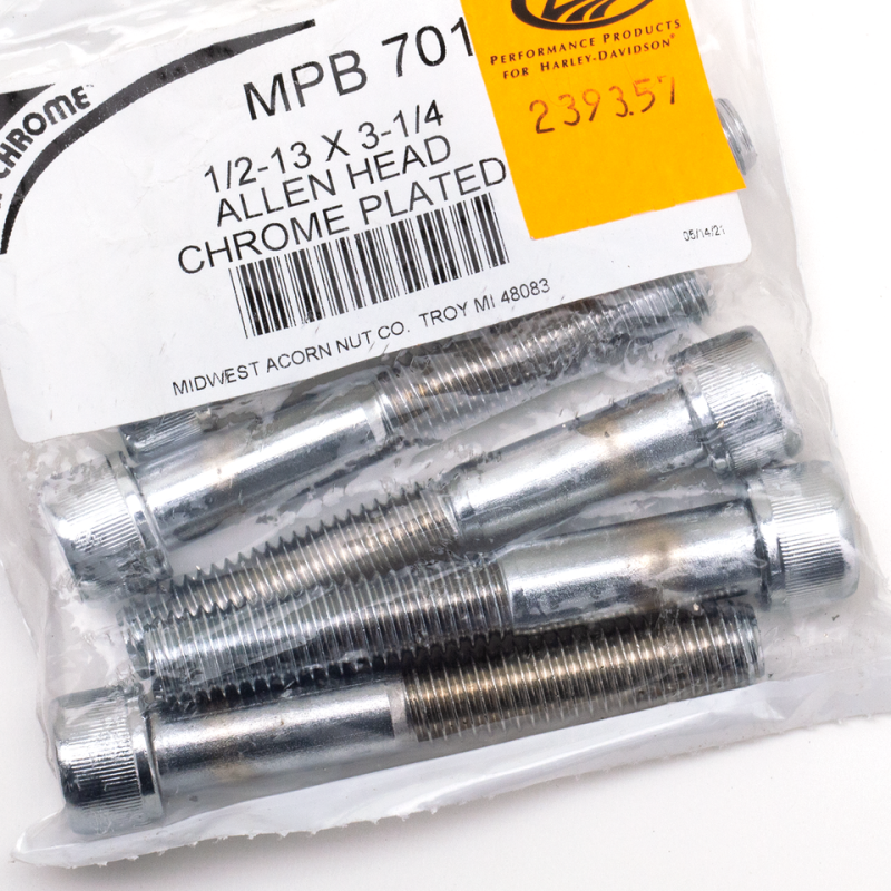 5pck Chrome Allen screws 1/2-13x3 1/4" (FR)