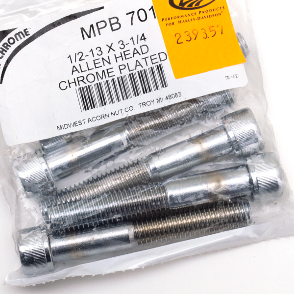 5pck Chrome Allen screws 1/2-13x3 1/4" (FR)