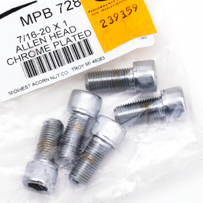 5pck Chrome Allen screws 7/16-20x1" (FR)