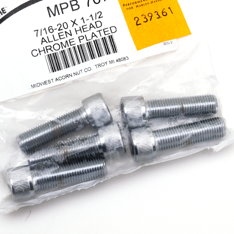5pck Chrome Allen screws 7/16-20x1 1/2" (FR)