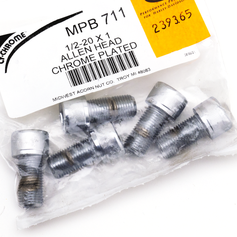 5pck Chrome Allen screws 1/2-20x1" (FR)