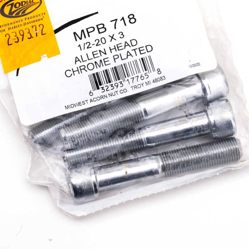 5pck Chrome Allen screws 1/2-20x3" (FR)