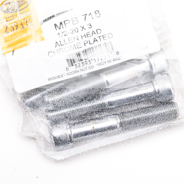 5pck Chrome Allen screws 1/2-20x3" (FR)