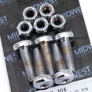 Chrome disc screws & nuts 3/8-16x1.25" T