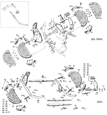 Rear brake pedal, chrome 45CI39- (FR)