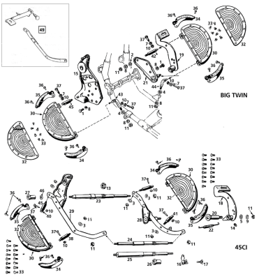 Rod+nut front footboard 45CI38-52 white (FR)