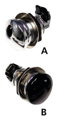 GZP Gl.Blk fuel door push button release (FR)