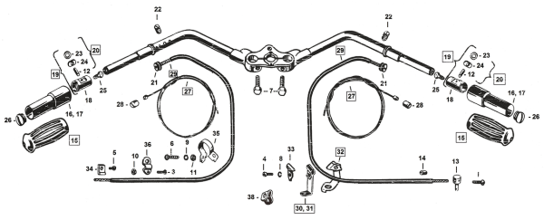 Inner & outer cable, throttle or ignit. (FR)