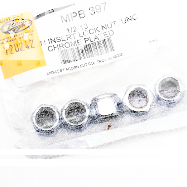 5pck Chrome nylon insert nuts 1/2-13 UNC (FR)