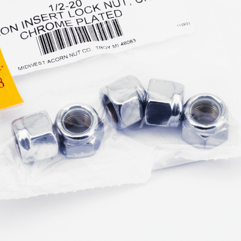 5pck Chrome nylon insert nuts 1/2-20 UNF (FR)