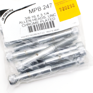 10pck Chrome Allen screws 3/8x3 1/4" UNC