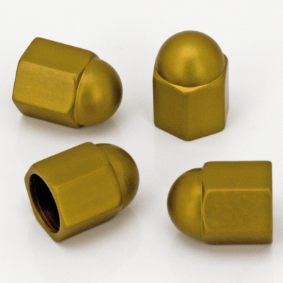 4Pck AcornNut Design Valve Stem Cap Gold (FR)
