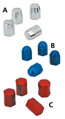 4Pck AcornNut Design Valve StemCap Green (FR)