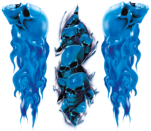 Blue skull set decals 4" x 10.3" (FR)