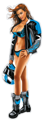 Helmet babe blue decal 2.8"x8"