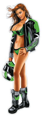 Helmet babe green decal 2.8"x8" (FR)