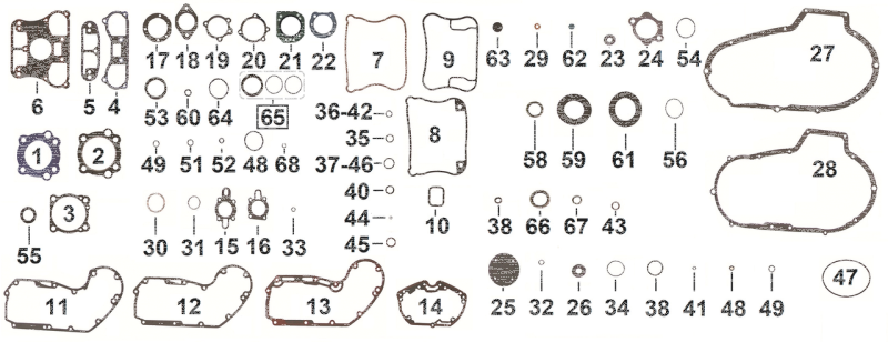 5pck Upper rocker cover gasket rubber XL (FR)