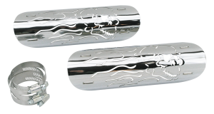 Flaming Skull Heatshield chrome Set (FR)