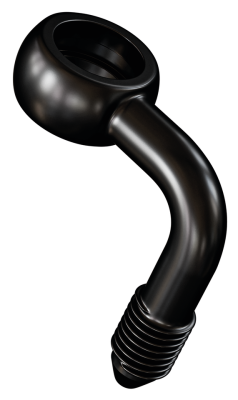 Black SS AN-3 banjo fitting 7/16" 90degr (FR)