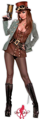 STEAM PUNK PINUP 3X10IN DECAL (FR)