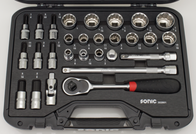 Sonic 28pc 1/2" drive socket set SAE (FR)