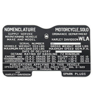 Dataplate, WLA, military, 1944-1945 styl (FR)