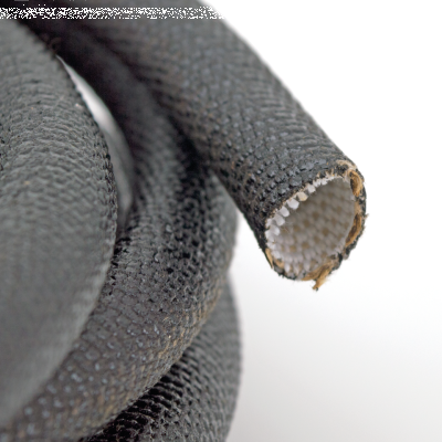 3/8 inch, wire loom, asphalt, 25 feet (FR)