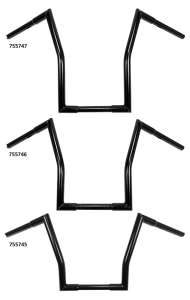 1" Square Fat Ape Hanger 12" BLK TBW (FR)