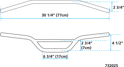 ZCP Moto bar non-dimpled black 4-1/4" (FR)