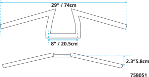 ZCP Donkey bar 1" chr dimpled 6-1/2" (FR)