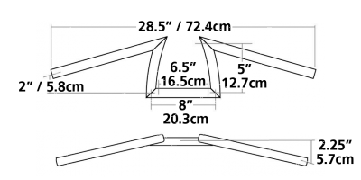 ZCP Donkey bar 1" chr dimpled 6-1/2" (FR)