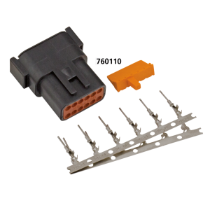 DTM 12-Pos Blk Recept w/ Trmnls & Wedge (FR)