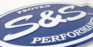 S&S Embossed Logo, metal 16.5"x11" (FR)