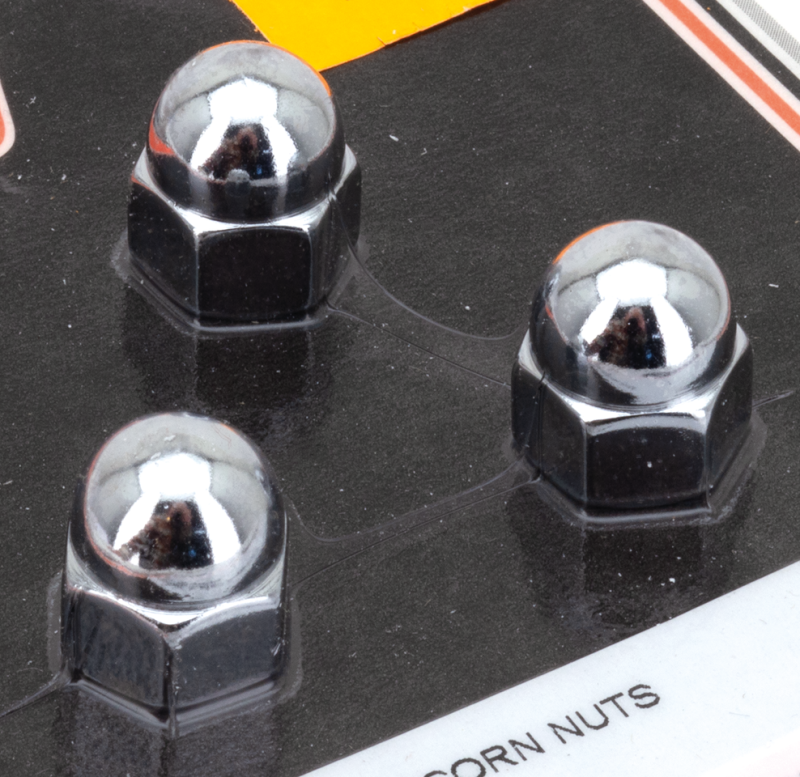 CHROME ACORN NUTS 3/8-24 UNF 3pck (FR)