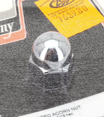 CHROME ACORN NUT 5/8-11 UNC, 15/16 hex, (FR)