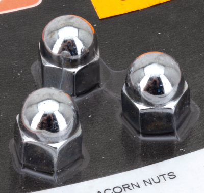 CHROME ACORN NUTS M10x1.25, 3pck (FR)